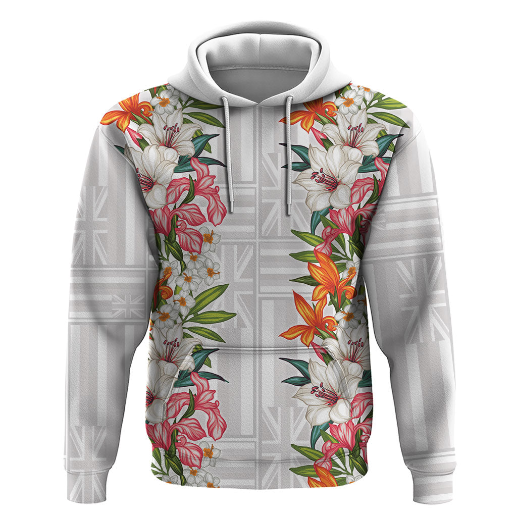 Hawaii Tropical Twist Lei Zip Hoodie Hawaiian Flag Motif LT9 Pullover Hoodie White - Polynesian Pride