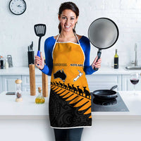 Australia New Zealand Rugby Apron Gold Aboriginal Wallabies and Maori Black Fern - Polynesian Pride