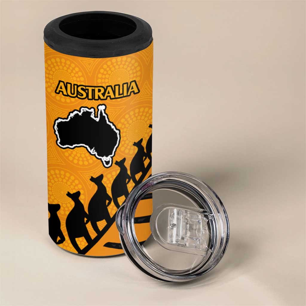 Australia New Zealand Rugby 4 in 1 Can Cooler Tumbler Gold Aboriginal Wallabies and Maori Black Fern - Polynesian Pride