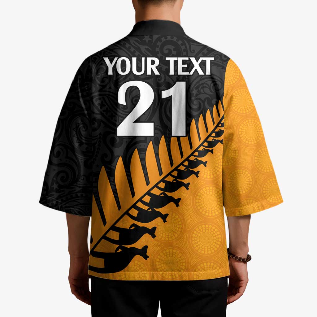 Australia New Zealand Rugby Kimono Gold Aboriginal Wallabies and Maori Black Fern - Polynesian Pride