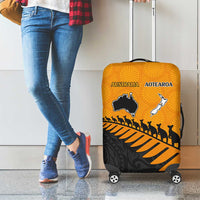 Australia New Zealand Rugby Luggage Cover Gold Aboriginal Wallabies and Maori Black Fern - Polynesian Pride
