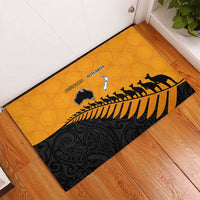 Australia New Zealand Rugby Rubber Doormat Gold Aboriginal Wallabies and Maori Black Fern - Polynesian Pride