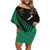 Australia Wallabies and Aotearoa Rugby Off Shoulder Short Dress Kangaroo Black Fern Maori Green Vibe LT9 Women Green - Polynesian Pride