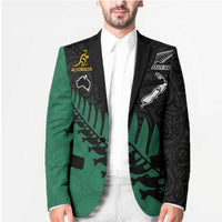 Australia New Zealand Rugby Blazer Green Aboriginal Wallabies and Maori Black Fern - Polynesian Pride