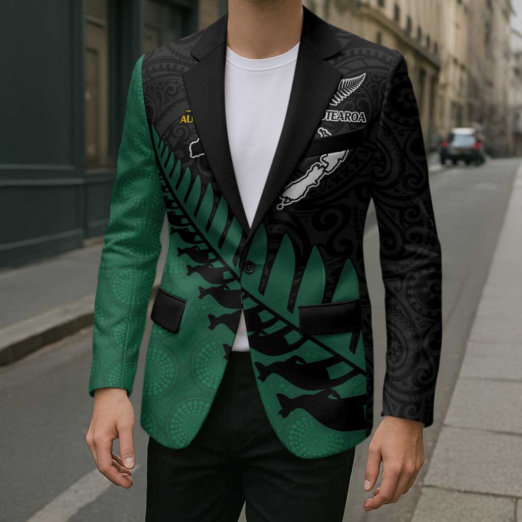 Australia New Zealand Rugby Blazer Green Aboriginal Wallabies and Maori Black Fern - Polynesian Pride