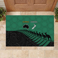 Australia New Zealand Rugby Rubber Doormat Green Aboriginal Wallabies and Maori Black Fern - Polynesian Pride