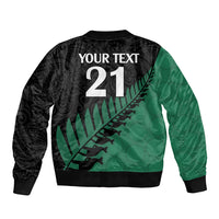 Custom Australia Wallabies and Aotearoa Rugby Sleeve Zip Bomber Jacket Kangaroo Black Fern Maori Green Vibe LT9 - Polynesian Pride