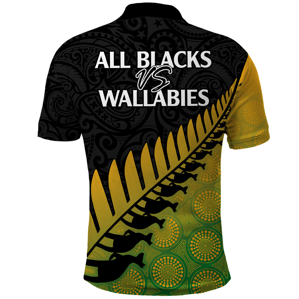 Australia New Zealand Rugby Polo Shirt Aboriginal Wallabies and Maori Black Fern Gradient Vibe LT9 - Polynesian Pride