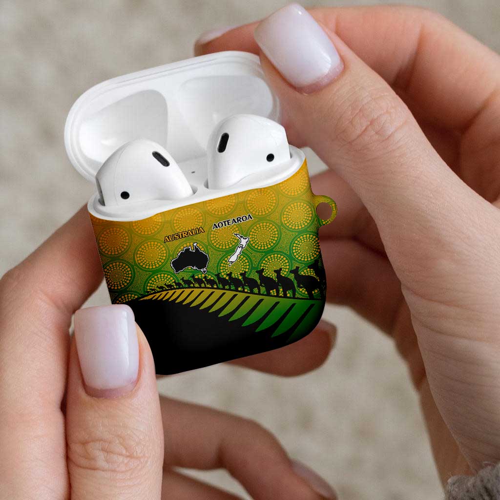Australia New Zealand Rugby AirPods Case Gradient Aboriginal Wallabies and Maori Black Fern - Polynesian Pride