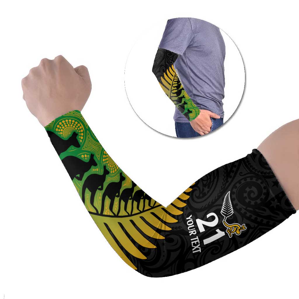 Australia New Zealand Rugby Arm Sleeves Gradient Aboriginal Wallabies and Maori Black Fern - Polynesian Pride