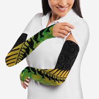 Australia New Zealand Rugby Arm Sleeves Gradient Aboriginal Wallabies and Maori Black Fern - Polynesian Pride