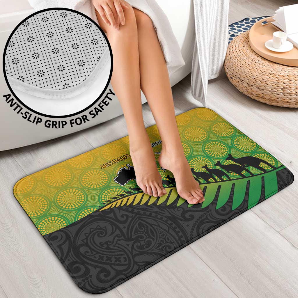 Australia New Zealand Rugby Bathroom Set Gradient Aboriginal Wallabies and Maori Black Fern - Polynesian Pride