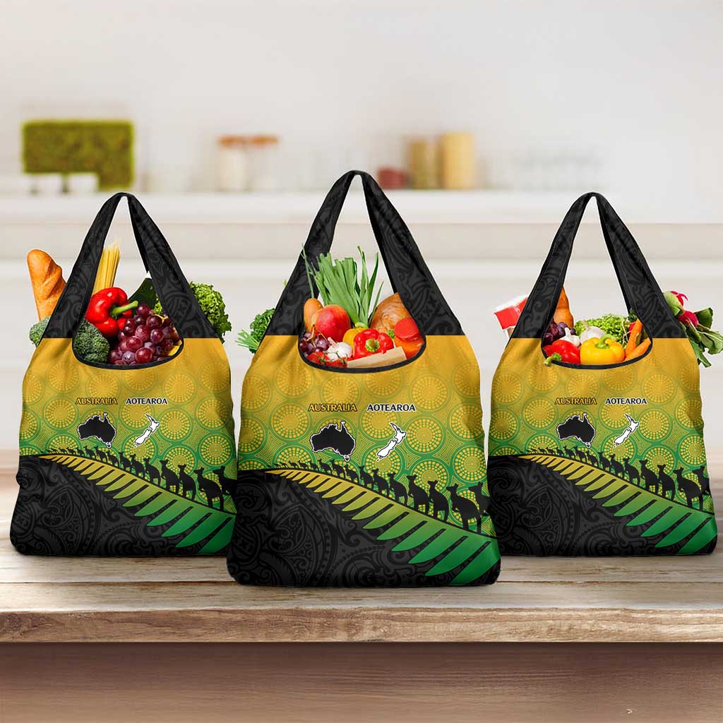 Australia New Zealand Rugby Grocery Bag Gradient Aboriginal Wallabies and Maori Black Fern - Polynesian Pride