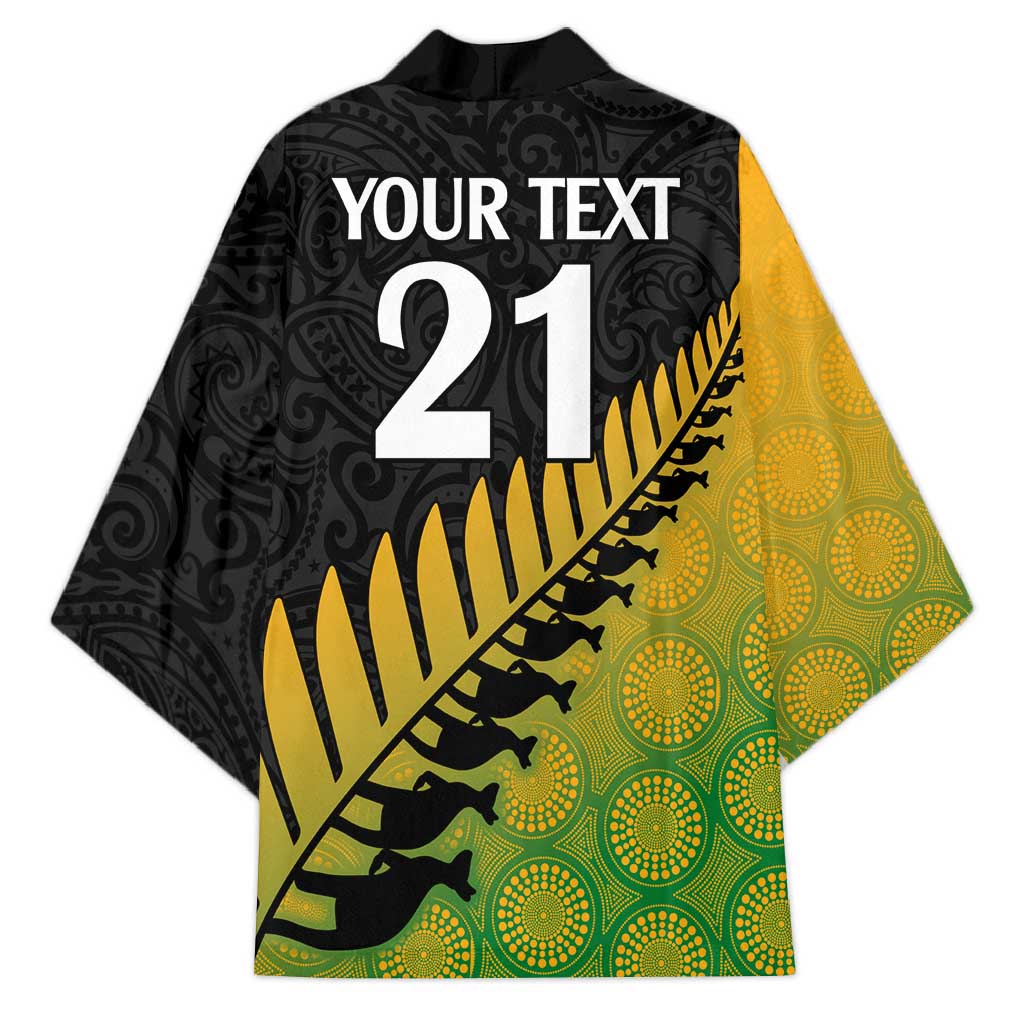 Australia New Zealand Rugby Kimono Gradient Aboriginal Wallabies and Maori Black Fern - Polynesian Pride