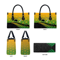 Australia New Zealand Rugby Leather Bag Gradient Aboriginal Wallabies and Maori Black Fern - Polynesian Pride