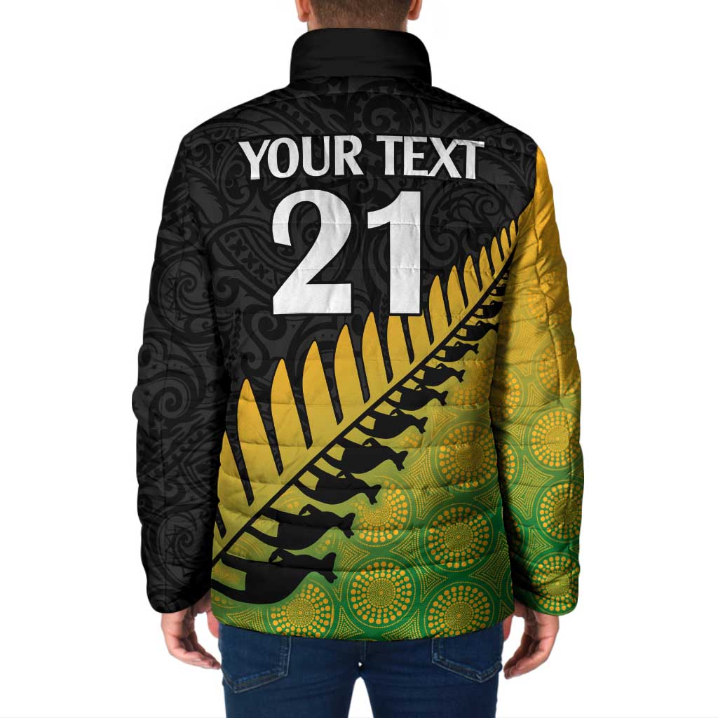 Australia New Zealand Rugby Padded Jacket Gradient Aboriginal Wallabies and Maori Black Fern - Polynesian Pride