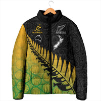 Australia New Zealand Rugby Padded Jacket Gradient Aboriginal Wallabies and Maori Black Fern - Polynesian Pride