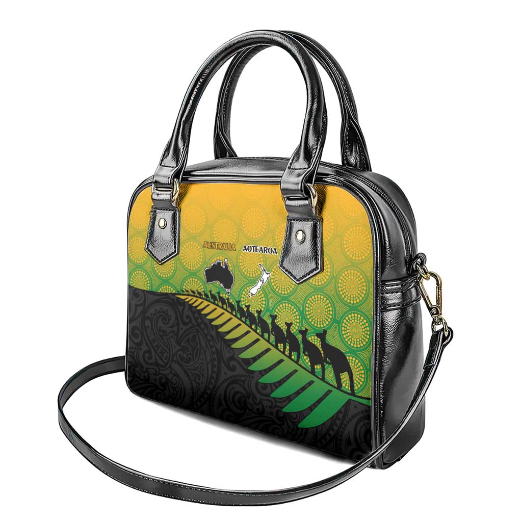 Australia New Zealand Rugby Shoulder Handbag Gradient Aboriginal Wallabies and Maori Black Fern - Polynesian Pride