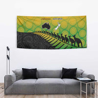 Australia New Zealand Rugby Tapestry Gradient Aboriginal Wallabies and Maori Black Fern - Polynesian Pride