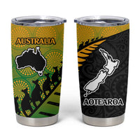 Australia New Zealand Rugby Tumbler Cup Gradient Aboriginal Wallabies and Maori Black Fern - Polynesian Pride