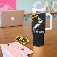 Australia New Zealand Rugby Tumbler With Handle Gradient Aboriginal Wallabies and Maori Black Fern - Polynesian Pride