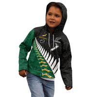 South Africa and Aotearoa Rugby Kid Hoodie Springboks Black Fern Maori Vibe LT9 - Polynesian Pride