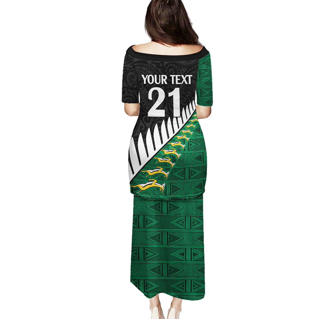 Custom South Africa and Aotearoa Rugby Puletasi Springboks Black Fern Maori Vibe LT9 - Polynesian Pride