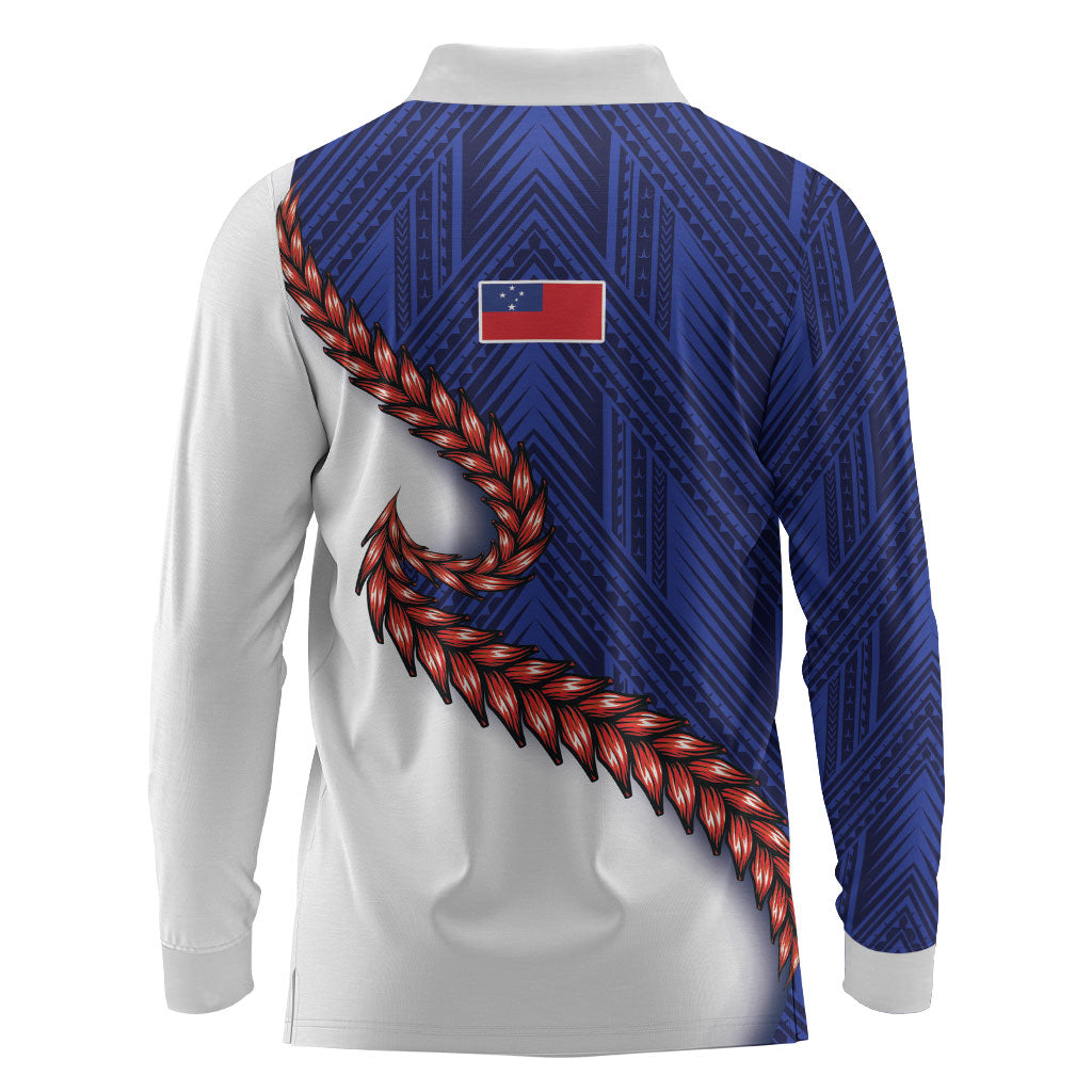 Ula Fala Red Samoa Chief Long Sleeve Polo Shirt Samoan Art Black Tribal