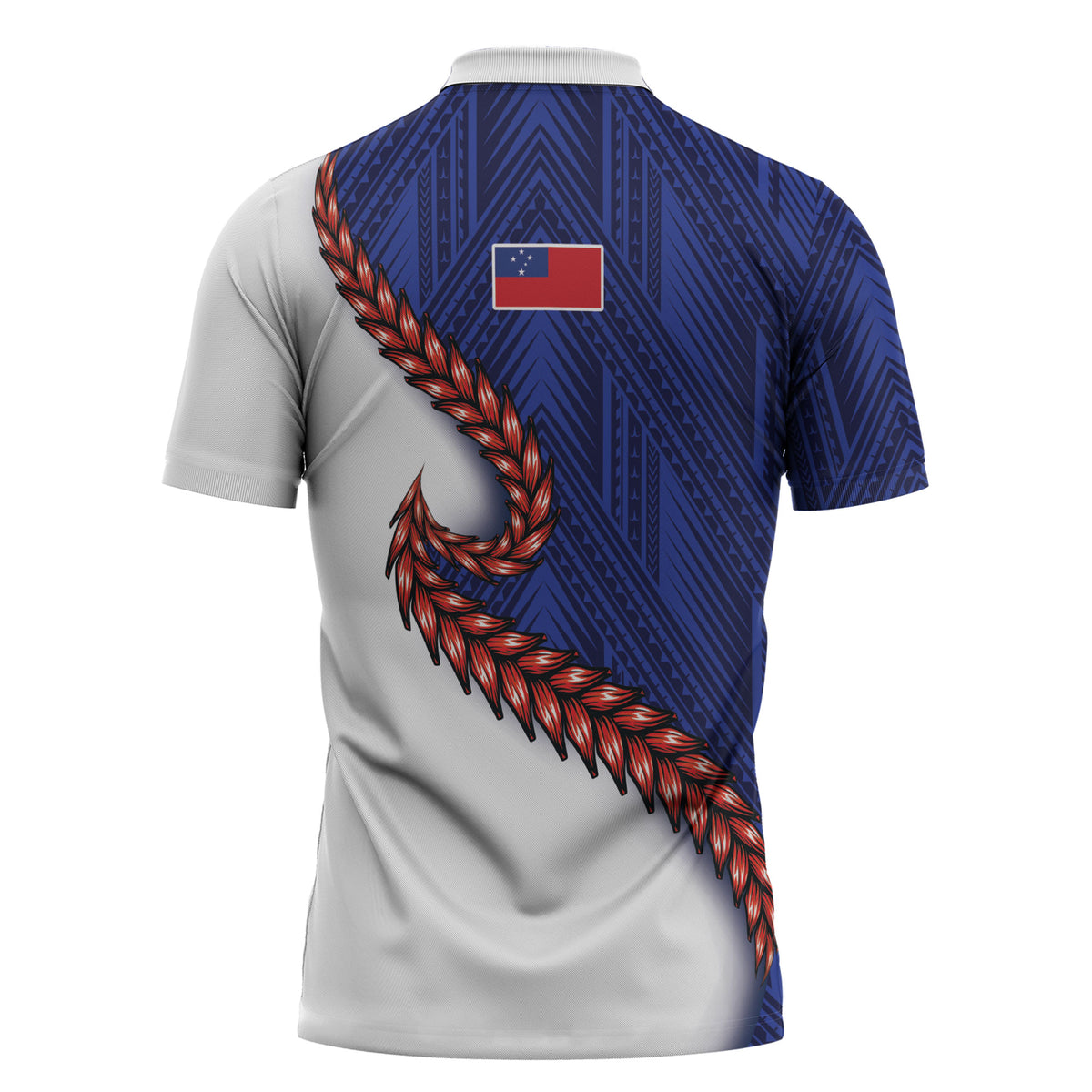 Ula Fala Red Samoa Chief Zipper Polo Shirt Samoan Art Black Tribal