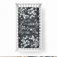 Black Hawaiian Tapa Tribal Hibiscus Baby Bed Cover LT9 28 × 52 in Black - Polynesian Pride