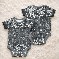 Black Hawaiian Tapa Tribal Hibiscus Baby Onesie LT9 - Polynesian Pride