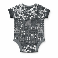 Black Hawaiian Tapa Tribal Hibiscus Baby Onesie LT9 - Polynesian Pride