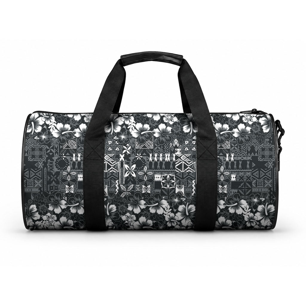 Black Hawaiian Tapa Tribal Hibiscus Duffle Bag LT9 One size Black - Polynesian Pride