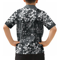 Black Hawaiian Tapa Tribal Hibiscus Kid Hawaiian Shirt