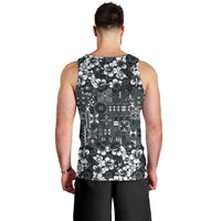 Black Hawaiian Tapa Tribal Hibiscus Men Tank Top