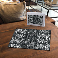 Black Hawaiian Tapa Tribal Hibiscus Puzzle