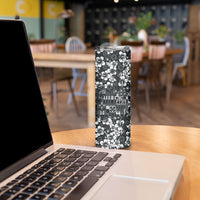 Black Hawaiian Tapa Tribal Hibiscus Skinny Tumbler