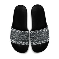 Black Hawaiian Tapa Tribal Hibiscus Slide Sandals