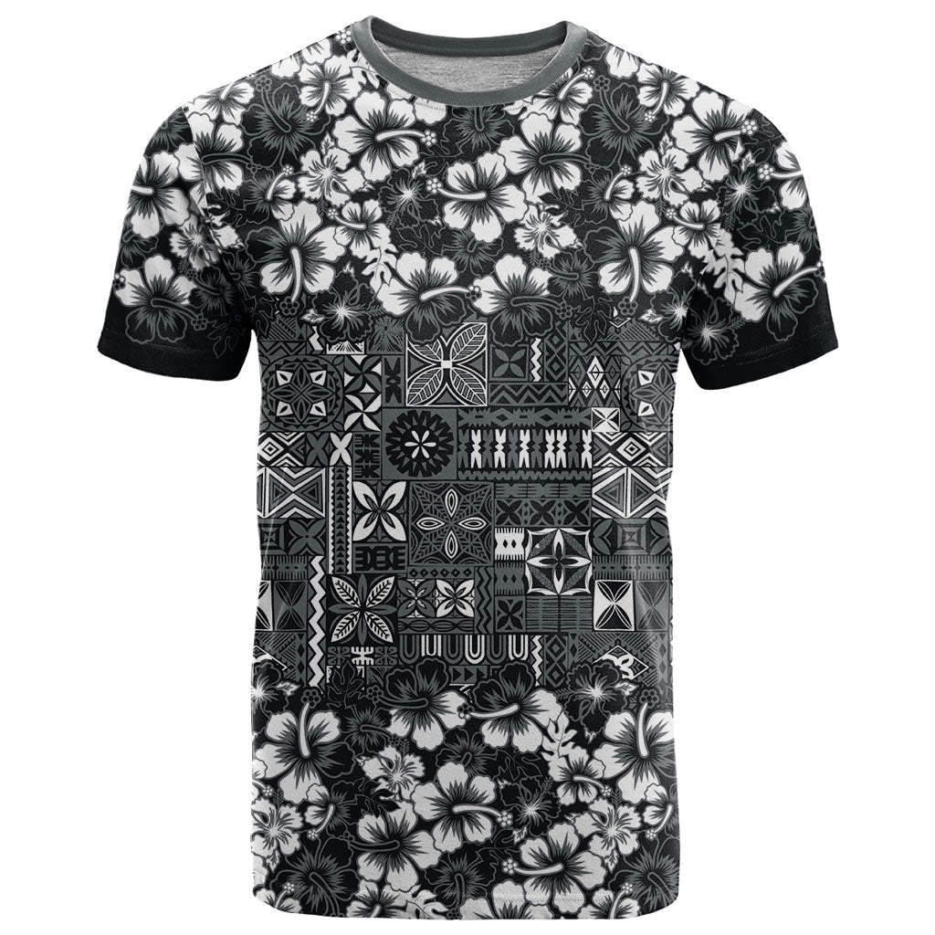 Black Hawaiian Tapa Tribal Hibiscus T Shirt