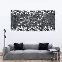 Black Hawaiian Tapa Tribal Hibiscus Tapestry