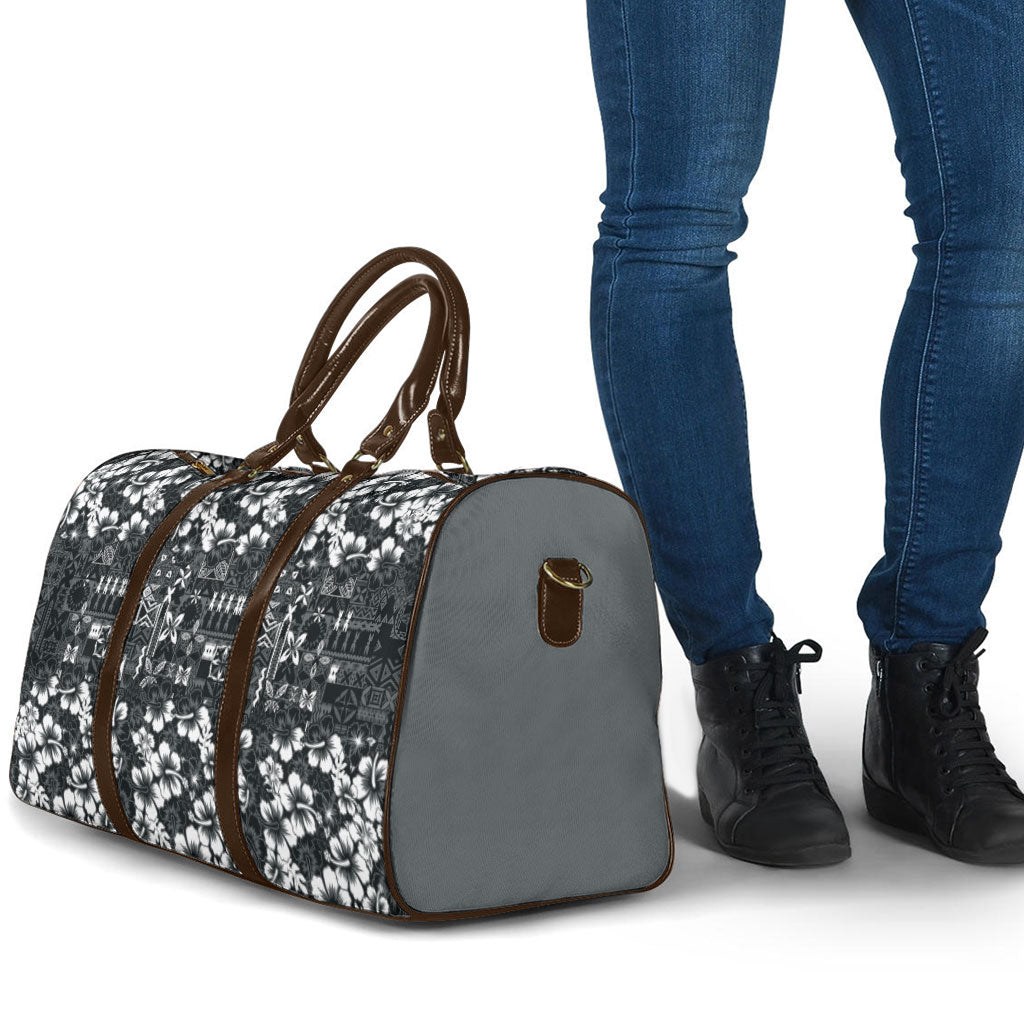 Black Hawaiian Tapa Tribal Hibiscus Travel Bag