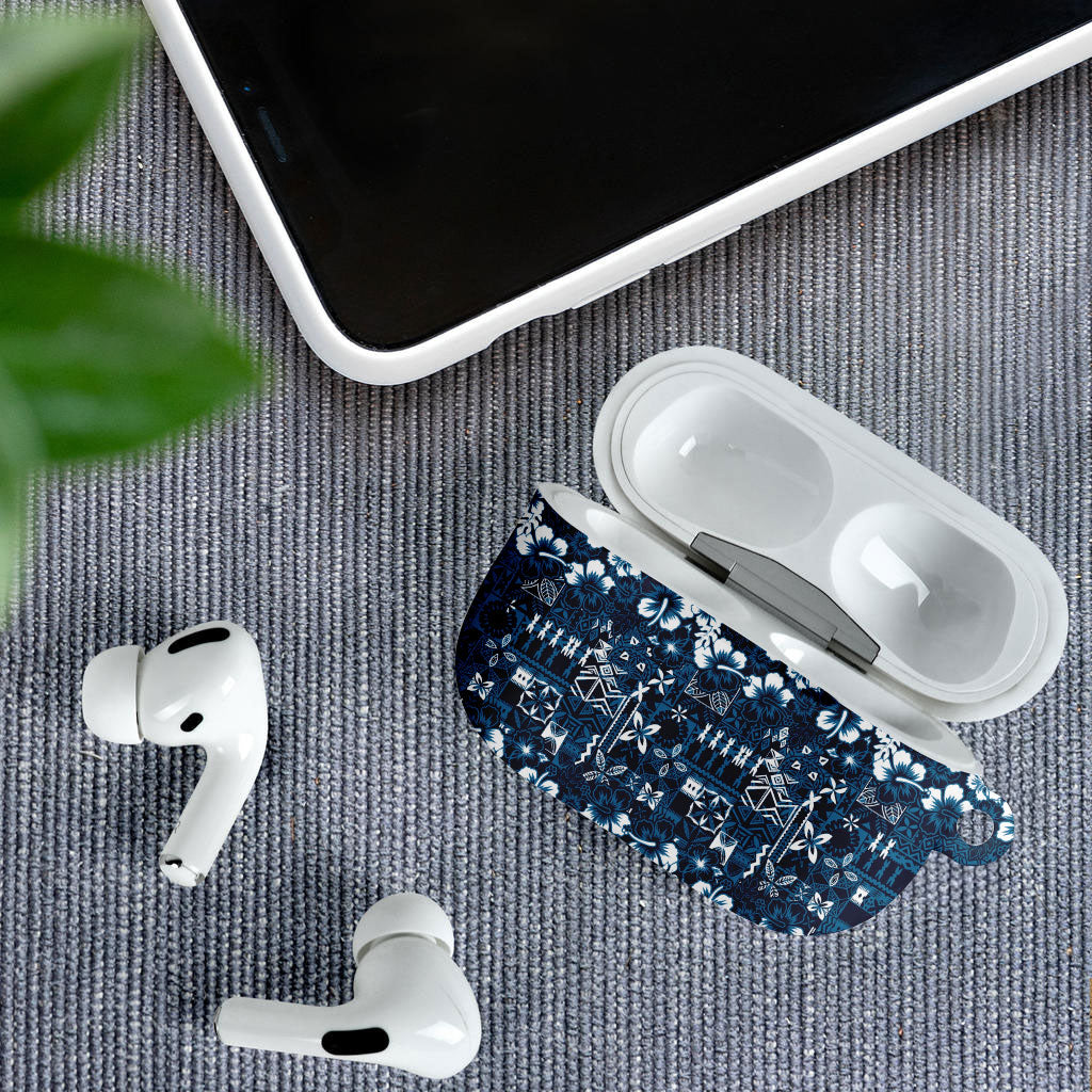 Blue Hawaiian Tapa Tribal Hibiscus AirPods Case