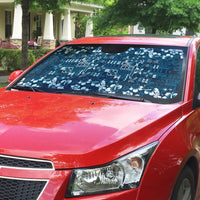 Blue Hawaiian Tapa Tribal Hibiscus Auto Sun Shade