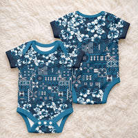 Blue Hawaiian Tapa Tribal Hibiscus Baby Onesie LT9 - Polynesian Pride
