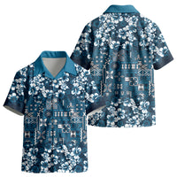 Blue Hawaiian Tapa Tribal Hibiscus Kid Hawaiian Shirt
