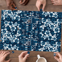 Blue Hawaiian Tapa Tribal Hibiscus Puzzle