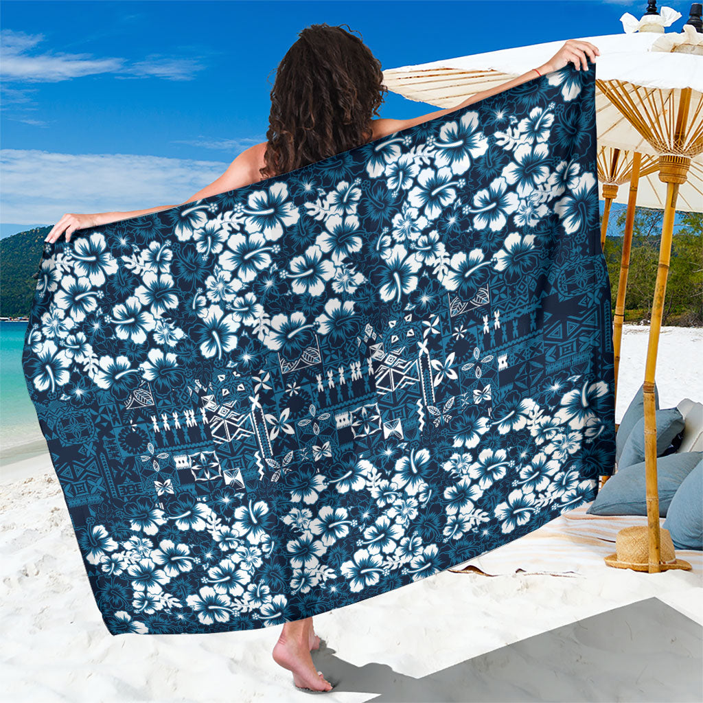 Blue Hawaiian Tapa Tribal Hibiscus Sarong