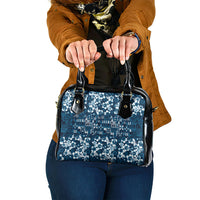 Blue Hawaiian Tapa Tribal Hibiscus Shoulder Handbag
