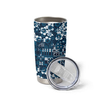 Blue Hawaiian Tapa Tribal Hibiscus Tumbler Cup