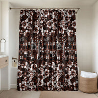 Burgundy Hawaiian Tapa Tribal Hibiscus Bathroom Set